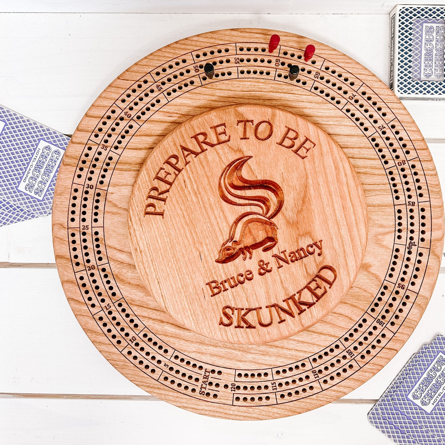 Round Crib Board with Card & Peg Storage