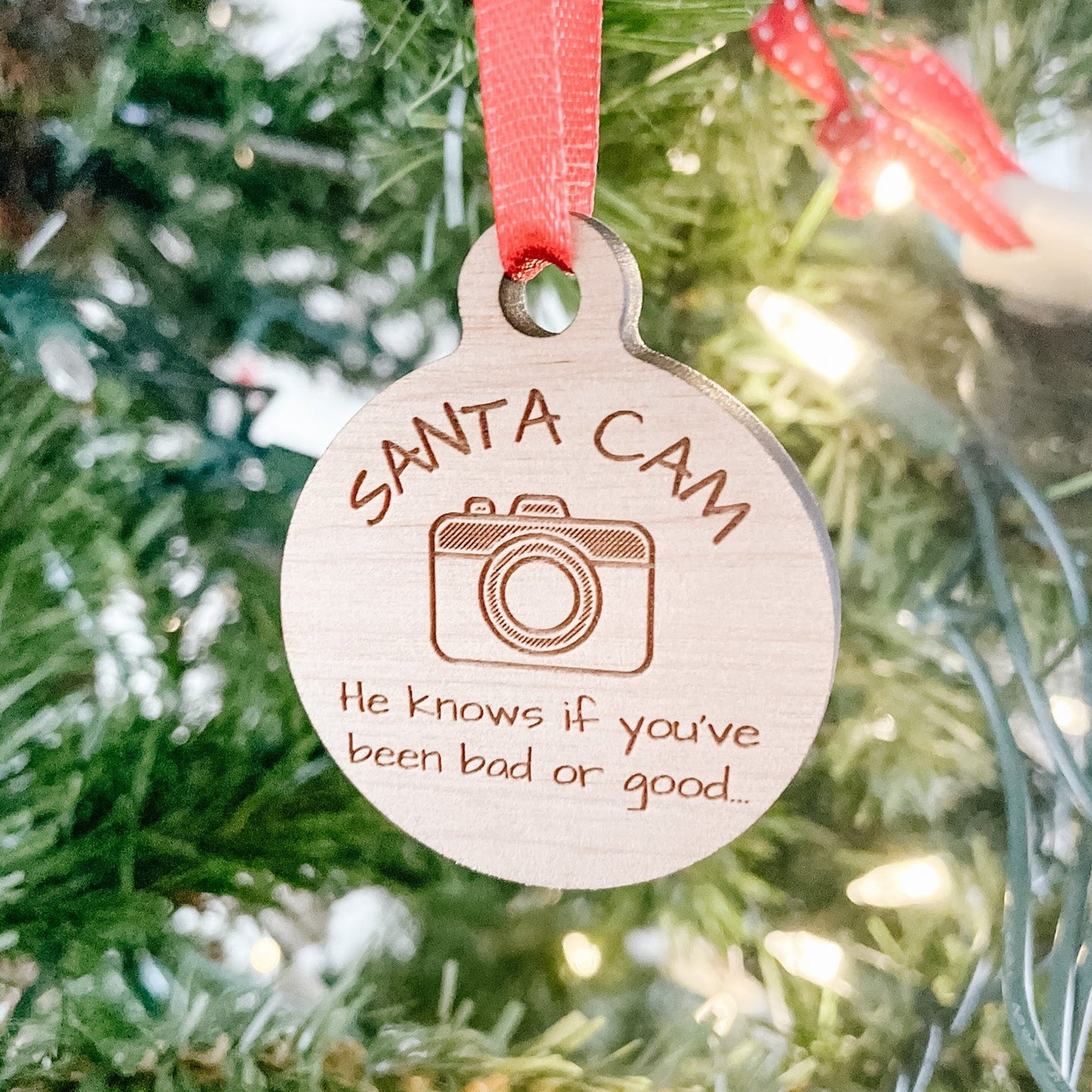 Santa Cam Maple Ornament