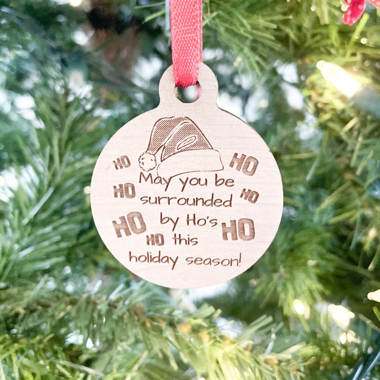Slightly Inappropriate Ho Ho Ho Maple Ornament