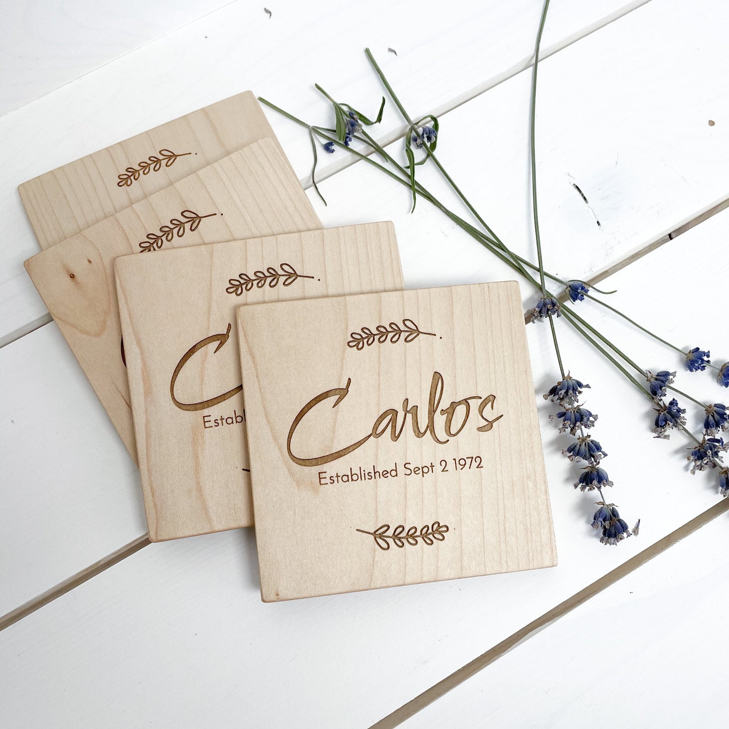 Solid Wood Engraved Coasters