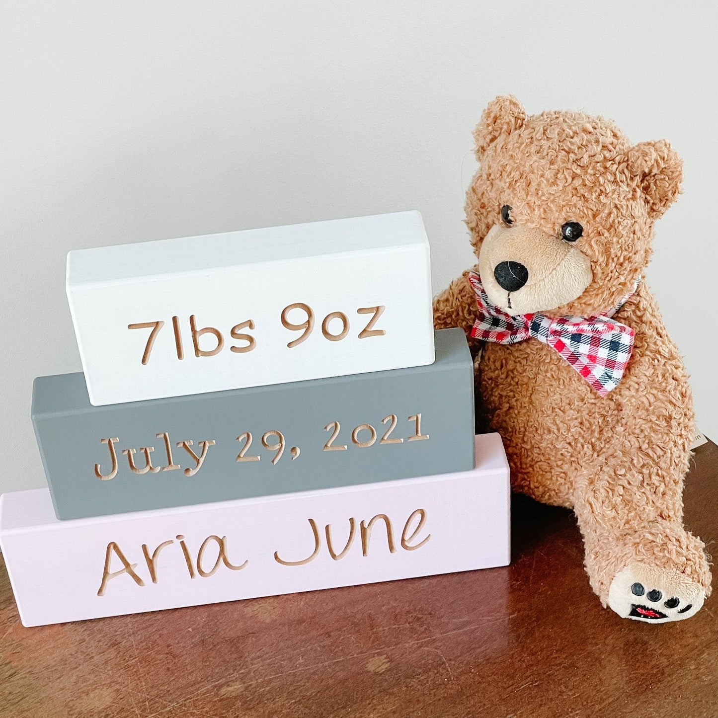Set of 3 Birth Announcement Blocks