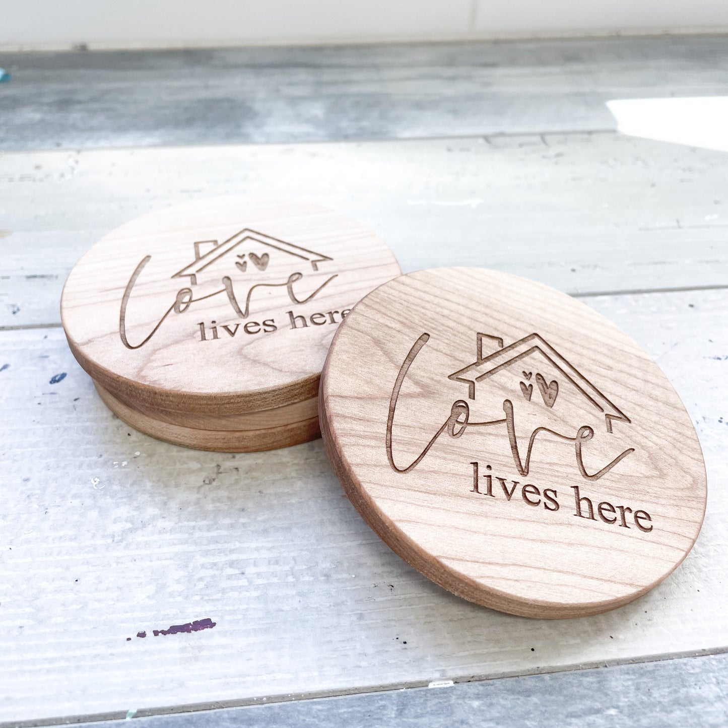 Solid Wood Engraved Coasters