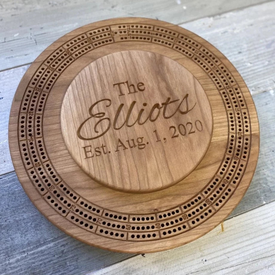 Round Crib Board with Card & Peg Storage