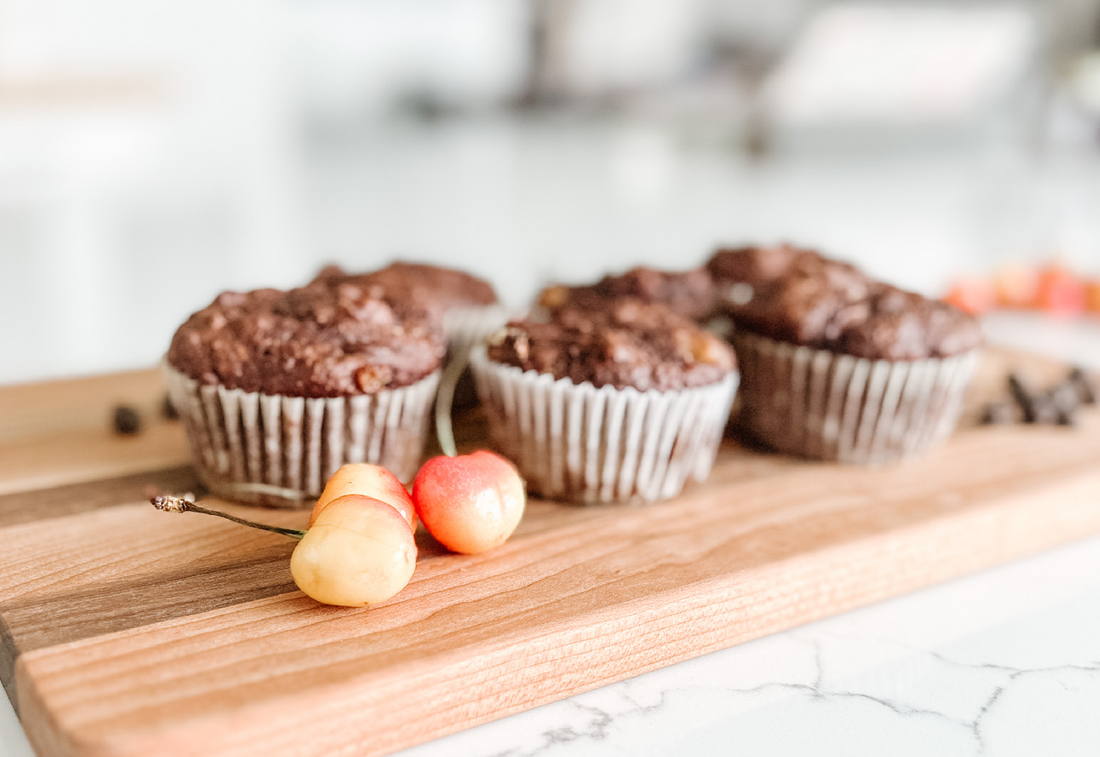 Healthier Chocolate Cherry Muffins