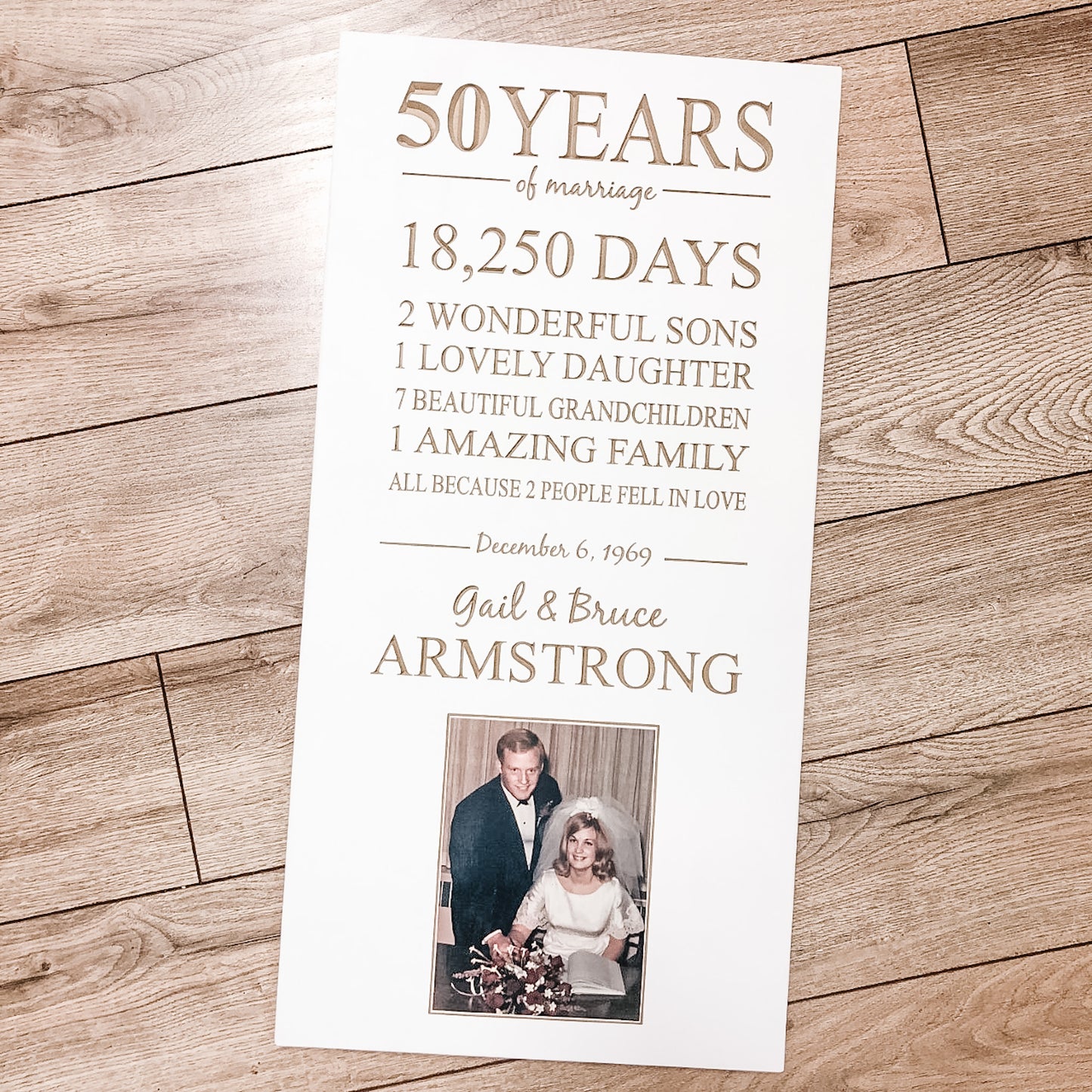 Anniversary Sign with adhered photo