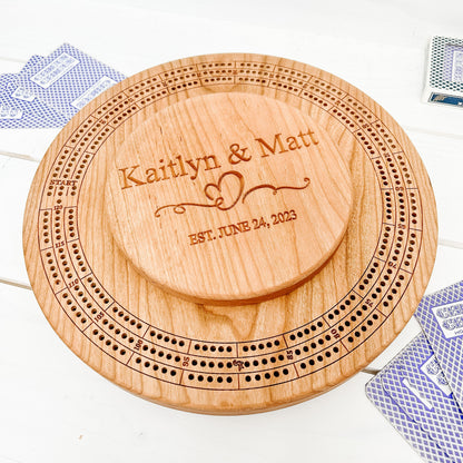 Round Crib Board with Card & Peg Storage