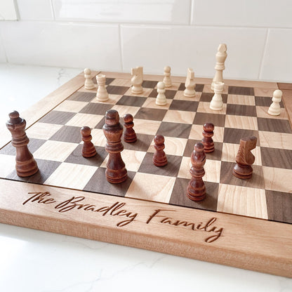 Solid Wood Checkers & Chess Board