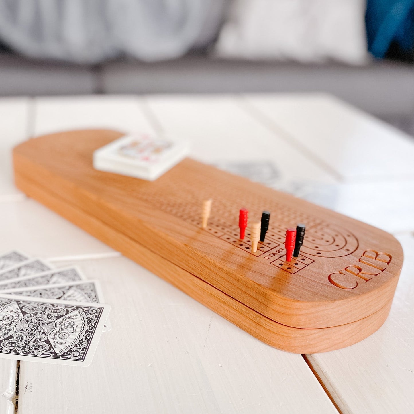 Hardwood Crib Board with Peg & Card Storage