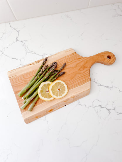 Personalized Live Edge Cherry Charcuterie Board with Handle