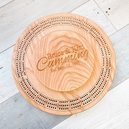 Round Crib Board with Card & Peg Storage