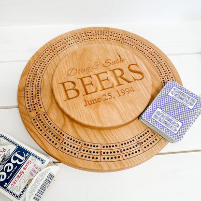 Round Crib Board with Card & Peg Storage