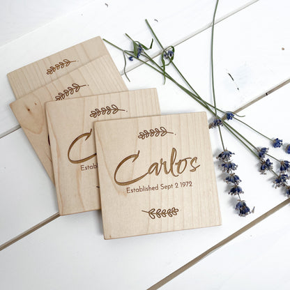 Solid Wood Engraved Coasters