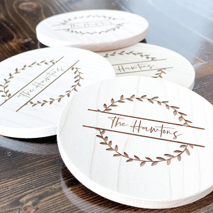 Solid Wood Engraved Coasters