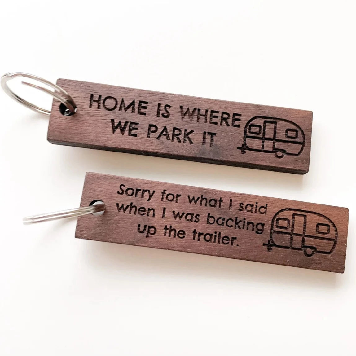 Rectangular Trailer Walnut Keychain